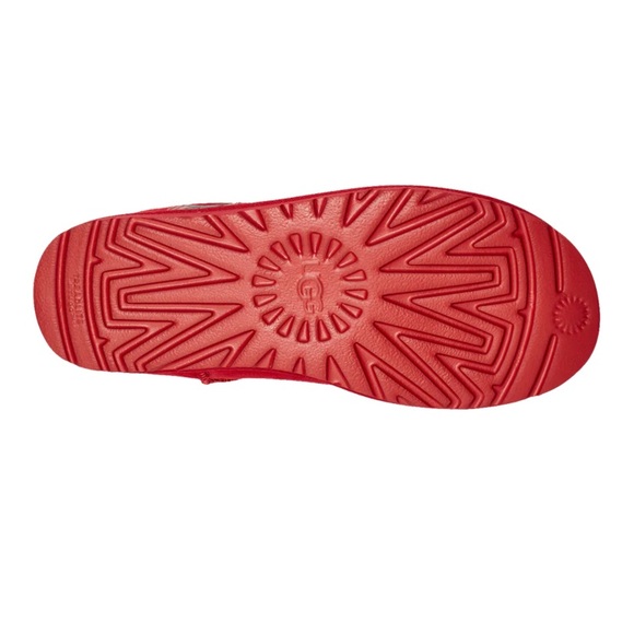 UGG® Australia Classic Mini Side Logo Sheepskin Suede Boots - Samba Red/Black - Picture 4 of 13